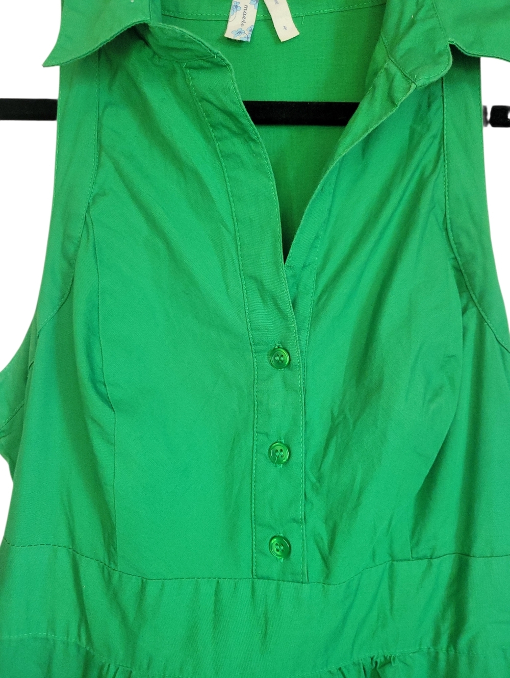 Anthropologie Maeve Green Cotton Shirt Dress Tie Waist Coastal Cottagecore Sz 4 - Picture 7 of 11
